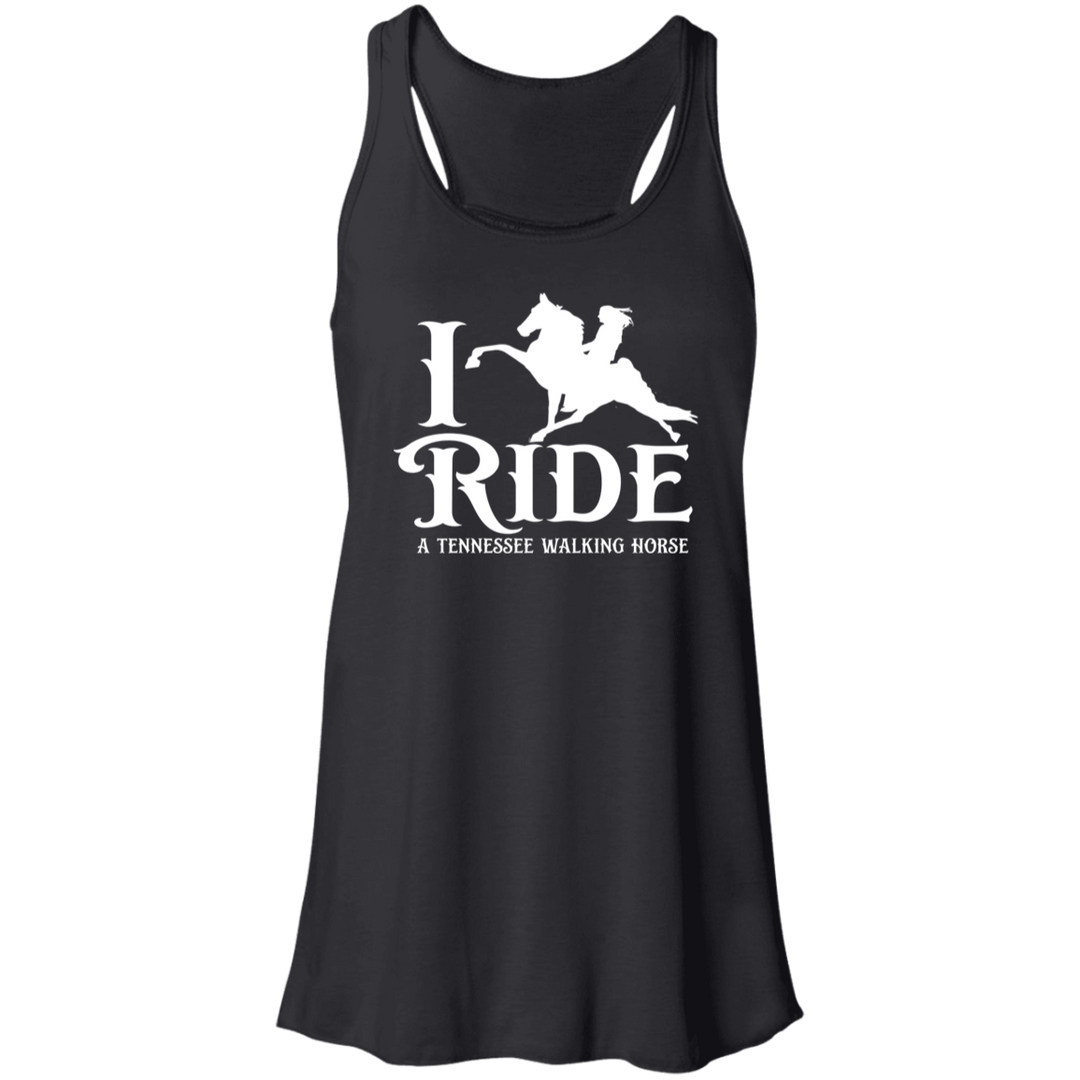 I RIDE A WALKING HORSE B (WHITE) B8800 Flowy Racerback Tank