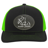 HUNTER JUMPER BLACK LEATHER 104C Trucker Snap Back - Patch