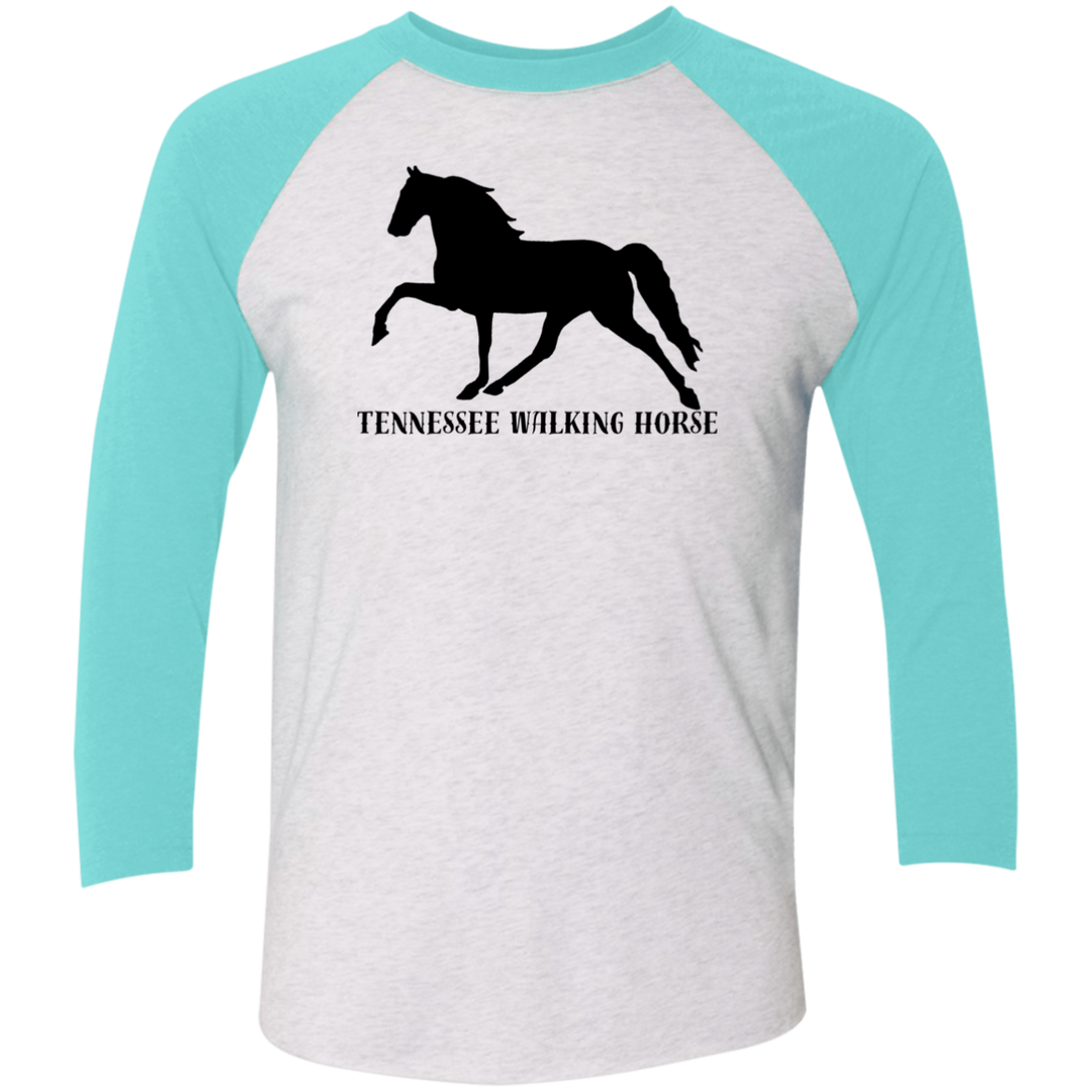 Tennessee Walker (black) 4HORSE NL6051 Tri-Blend 3/4 Sleeve Raglan T-Shirt