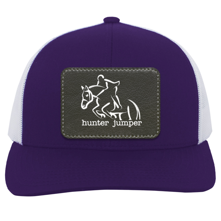 HUNTER JUMPER BLACK LEATHER 104C Trucker Snap Back - Patch