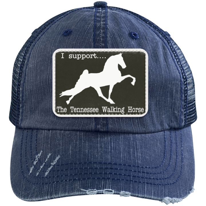 I SUPPORT THE TWH -RECTANGLE 6990 Distressed Unstructured Trucker Cap - Patch