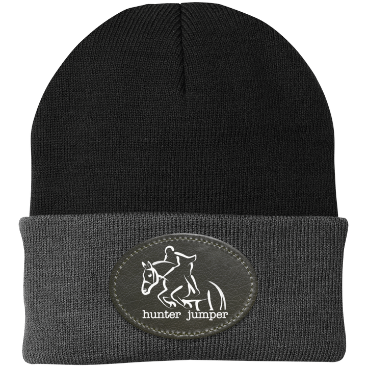 HUNTER JUMPER BLACK LEATHER CP90 Knit Cap - Patch