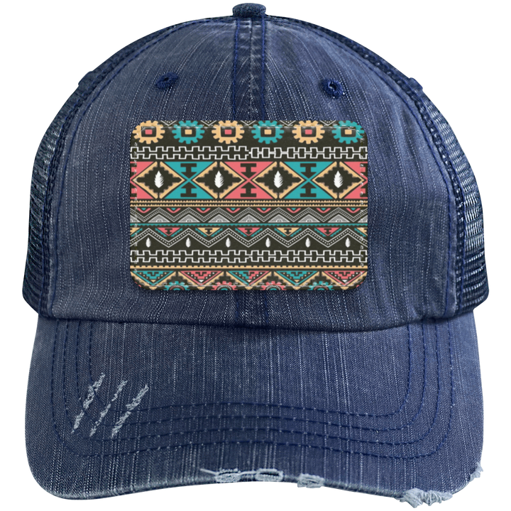 AZTEC 1 6990 Distressed Unstructured Trucker Cap - Patch