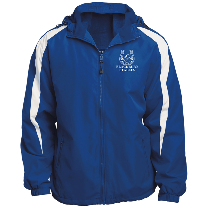 BLACKBURN STABLES (WHITE) JST81 Fleece Lined Colorblock Hooded Jacket