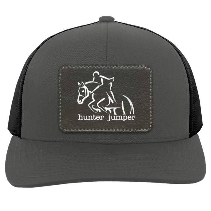 HUNTER JUMPER BLACK LEATHER 104C Trucker Snap Back - Patch