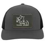 HUNTER JUMPER BLACK LEATHER 104C Trucker Snap Back - Patch