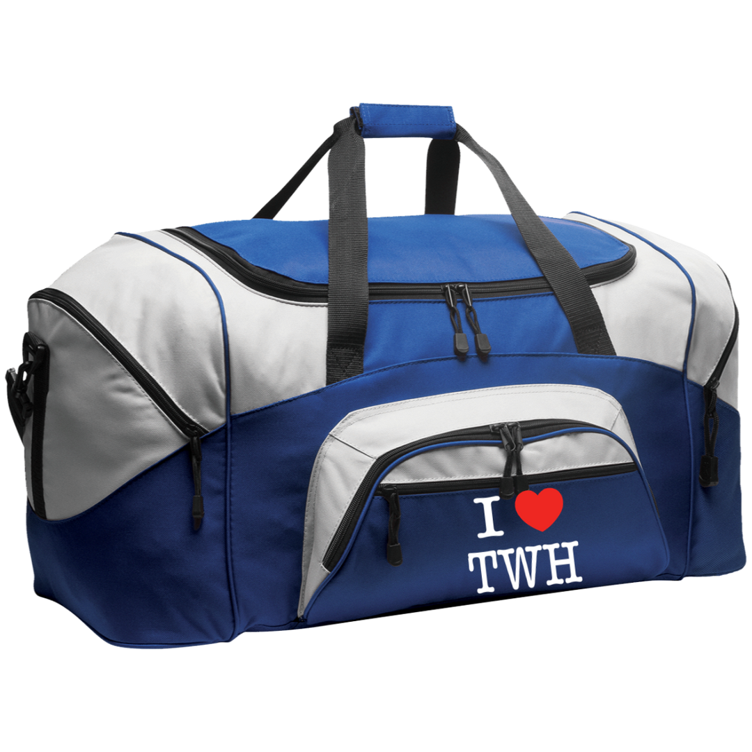 I LOVE TWH WHITE BG99 Colorblock Sport Duffel