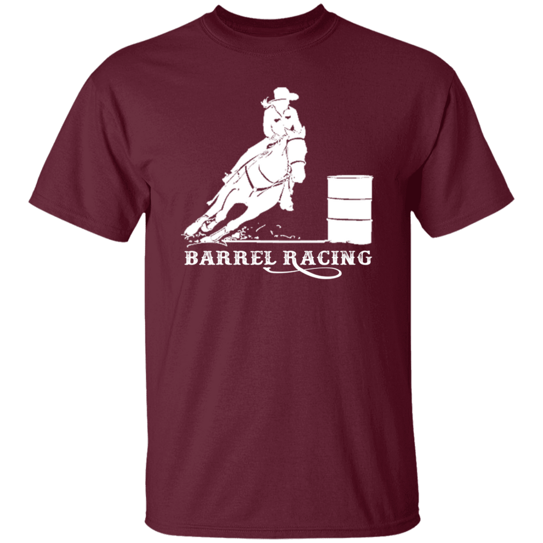 BARREL RACING STYLE 1 (WHITE) 4HORSE G500 5.3 oz. T-Shirt
