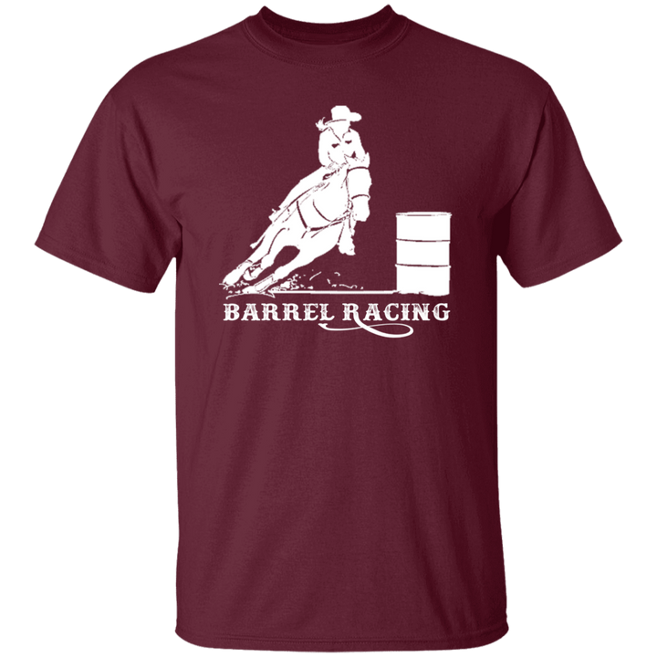 BARREL RACING STYLE 1 (WHITE) 4HORSE G500 5.3 oz. T-Shirt