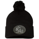 HUNTER JUMPER BLACK LEATHER SP15 Pom Pom Knit Cap - Patch