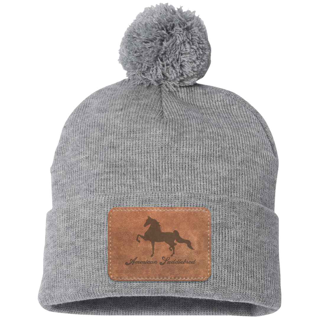 AMERICAN SADDLEBRED ON LEATHER SP15 Pom Pom Knit Cap - Patch