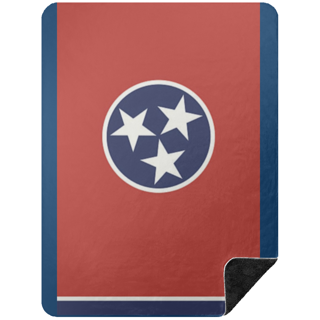 State of Tennessee Flag BSHL Premium Black Sherpa Blanket 60x80