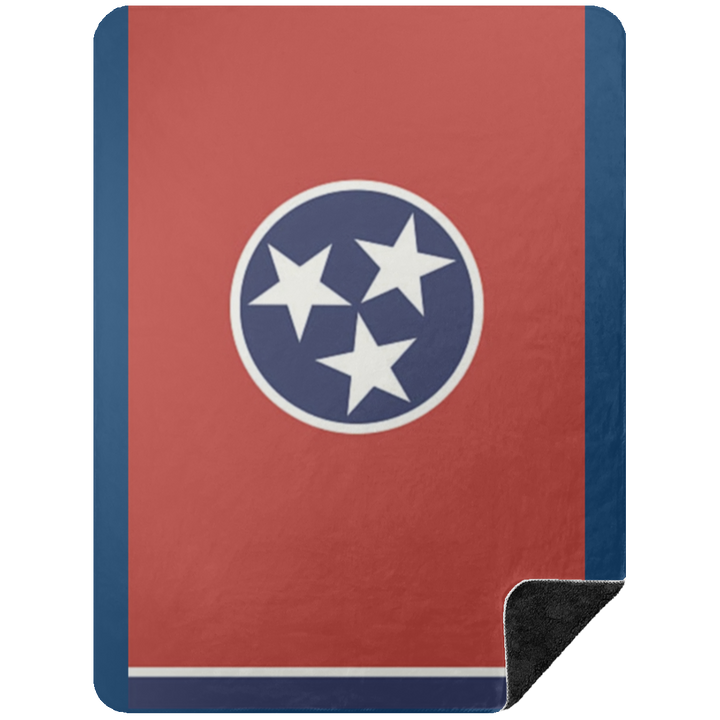 State of Tennessee Flag BSHL Premium Black Sherpa Blanket 60x80