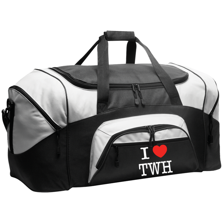 I LOVE TWH WHITE BG99 Colorblock Sport Duffel