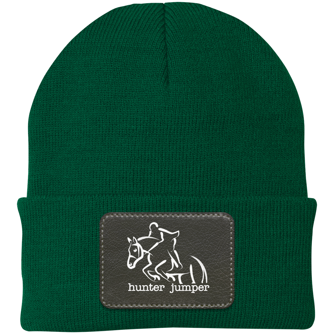 HUNTER JUMPER BLACK LEATHER CP90 Knit Cap - Patch