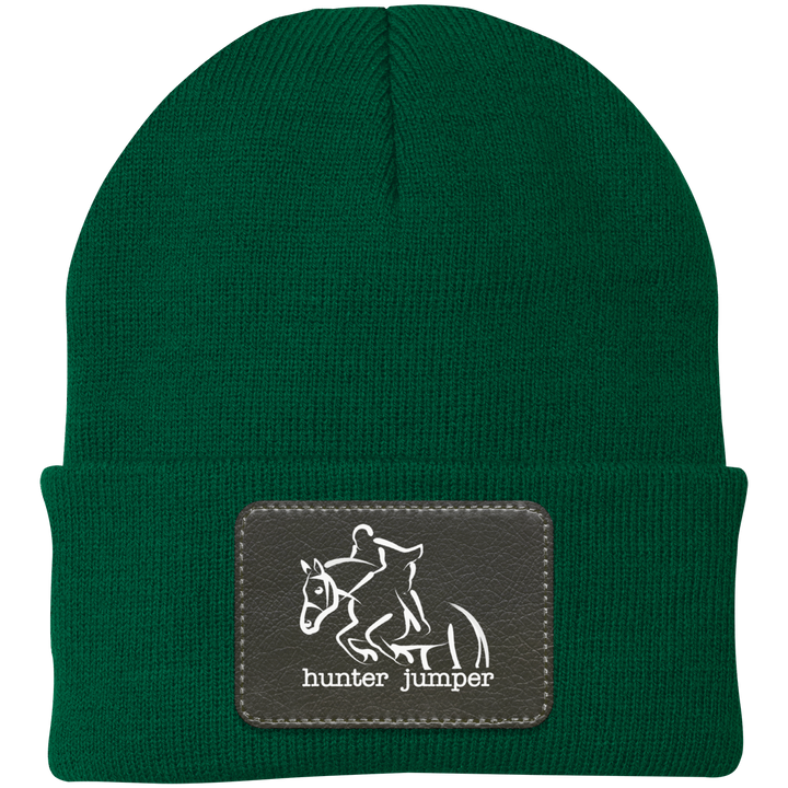 HUNTER JUMPER BLACK LEATHER CP90 Knit Cap - Patch