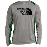 RESTING MARE FACE(black) ST361LS Long Sleeve Heather Colorblock Performance Tee