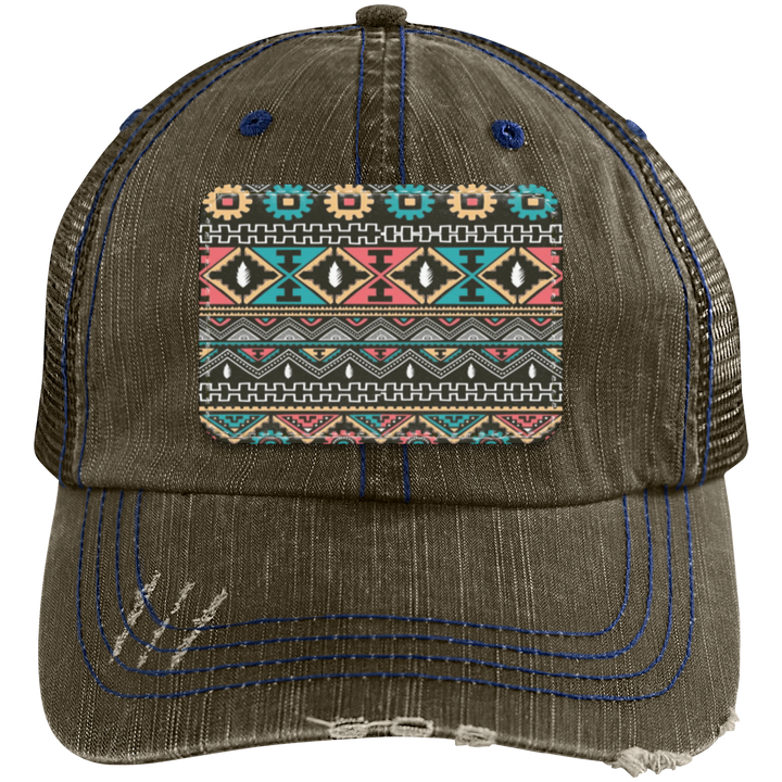 AZTEC 1 6990 Distressed Unstructured Trucker Cap - Patch