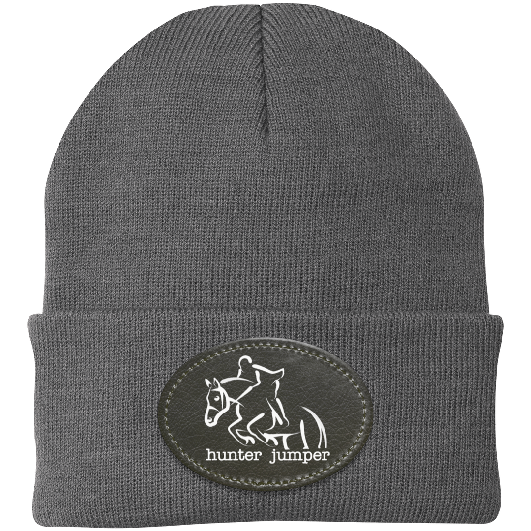 HUNTER JUMPER BLACK LEATHER CP90 Knit Cap - Patch