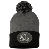 HUNTER JUMPER BLACK LEATHER SP15 Pom Pom Knit Cap - Patch