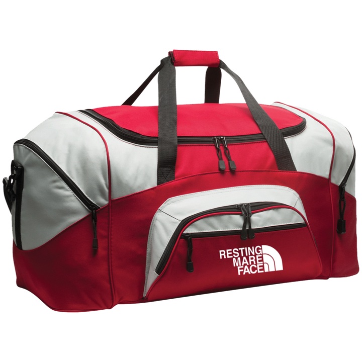 RESTING MARE FACE (white) BG99 Colorblock Sport Duffel