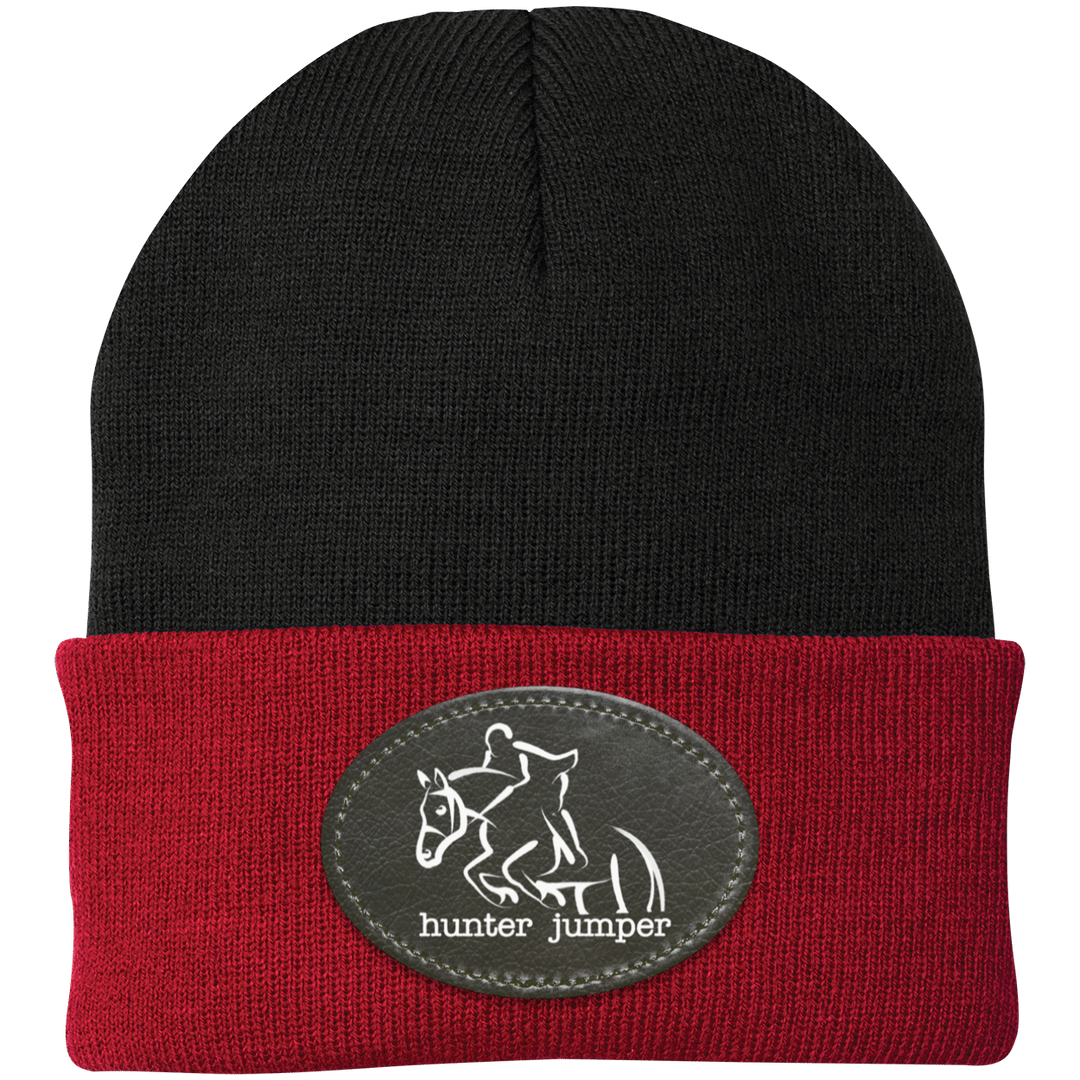 HUNTER JUMPER BLACK LEATHER CP90 Knit Cap - Patch