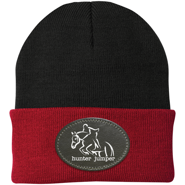 HUNTER JUMPER BLACK LEATHER CP90 Knit Cap - Patch