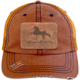 AMERICAN SADDLEBRED ON LEATHER 6990 Distressed Unstructured Trucker Cap - Patch