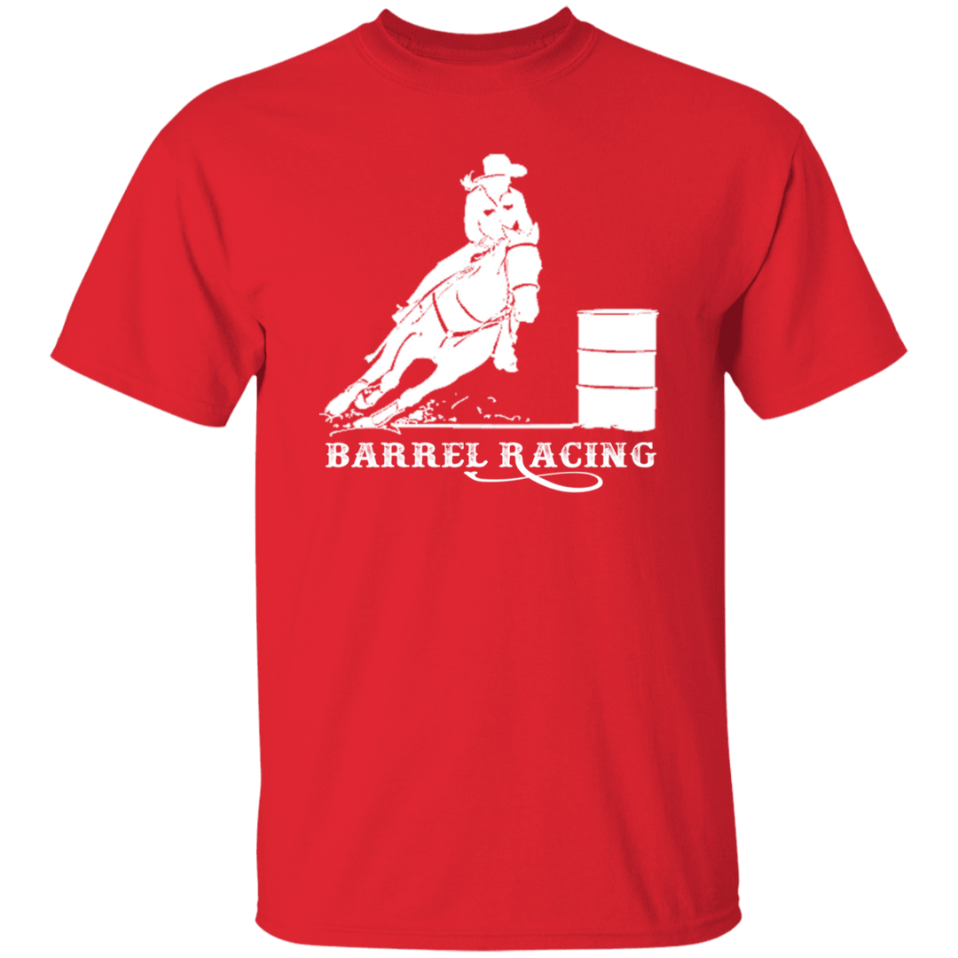 BARREL RACING STYLE 1 (WHITE) 4HORSE G500 5.3 oz. T-Shirt