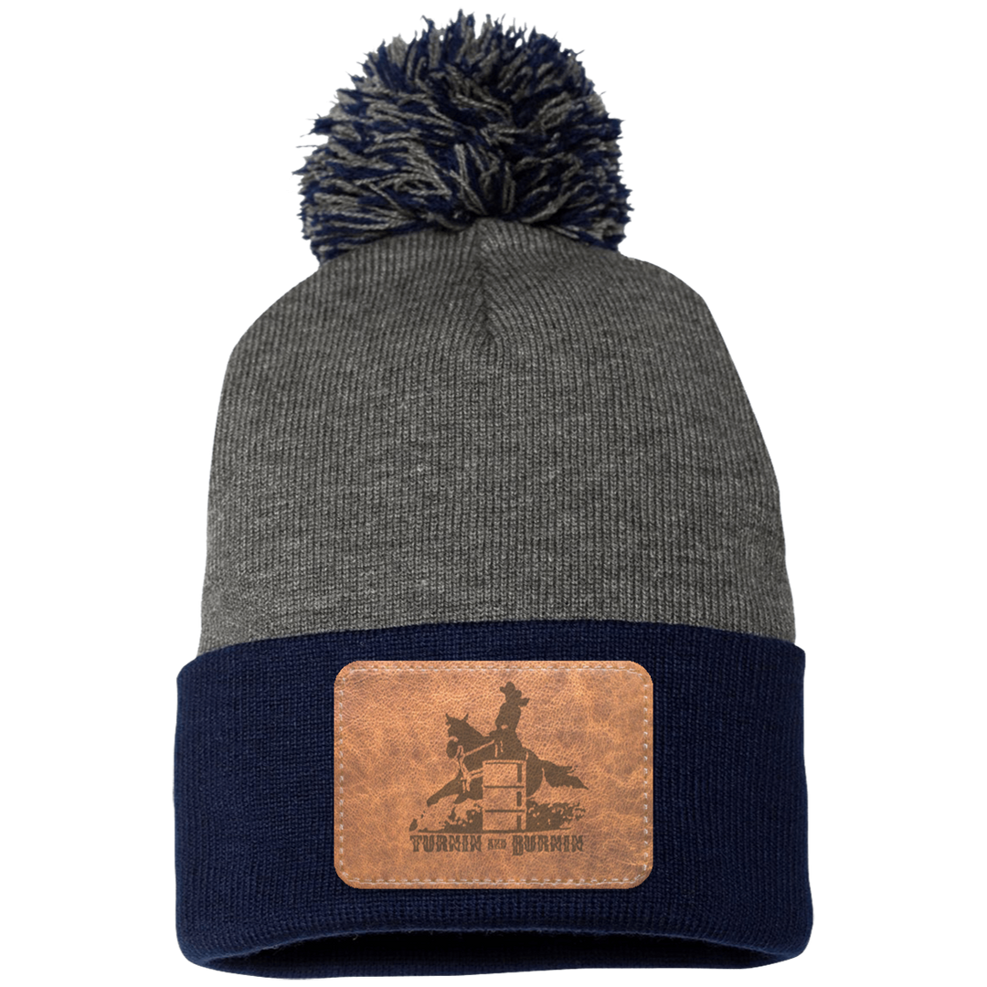 TURNIN AND BURNIN ON LEATHER SP15 Pom Pom Knit Cap - Patch