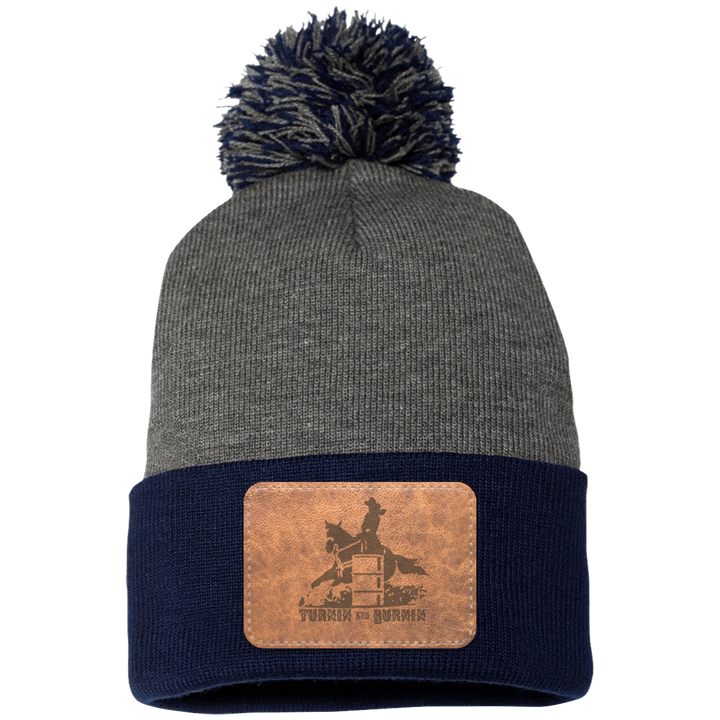 TURNIN AND BURNIN ON LEATHER SP15 Pom Pom Knit Cap - Patch