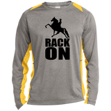 RACK ON Racking (black art) ST361LS Long Sleeve Heather Colorblock Performance Tee