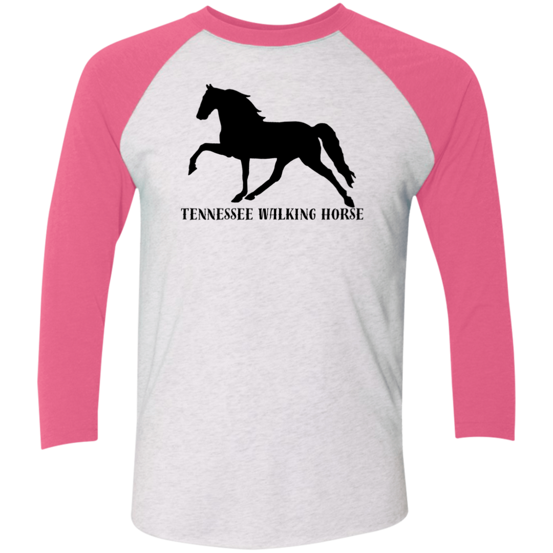 Tennessee Walker (black) 4HORSE NL6051 Tri-Blend 3/4 Sleeve Raglan T-Shirt