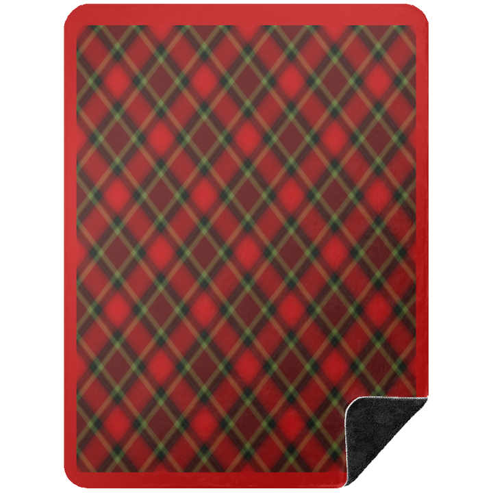 RED TARTAN BSHL Premium Black Sherpa Blanket 60x80