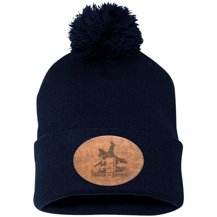 TURNIN AND BURNIN ON LEATHER SP15 Pom Pom Knit Cap - Patch