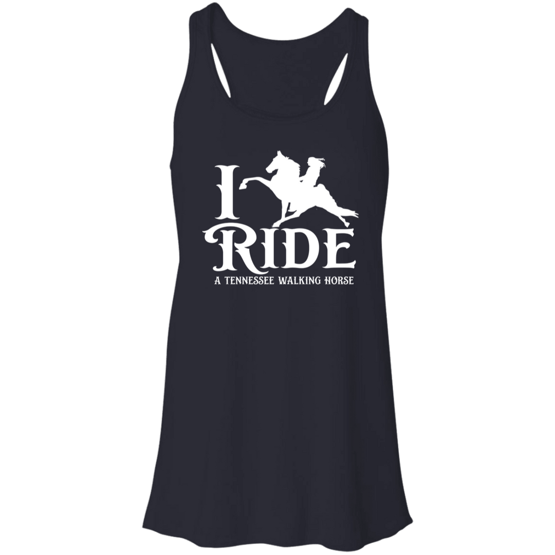I RIDE A WALKING HORSE B (WHITE) B8800 Flowy Racerback Tank