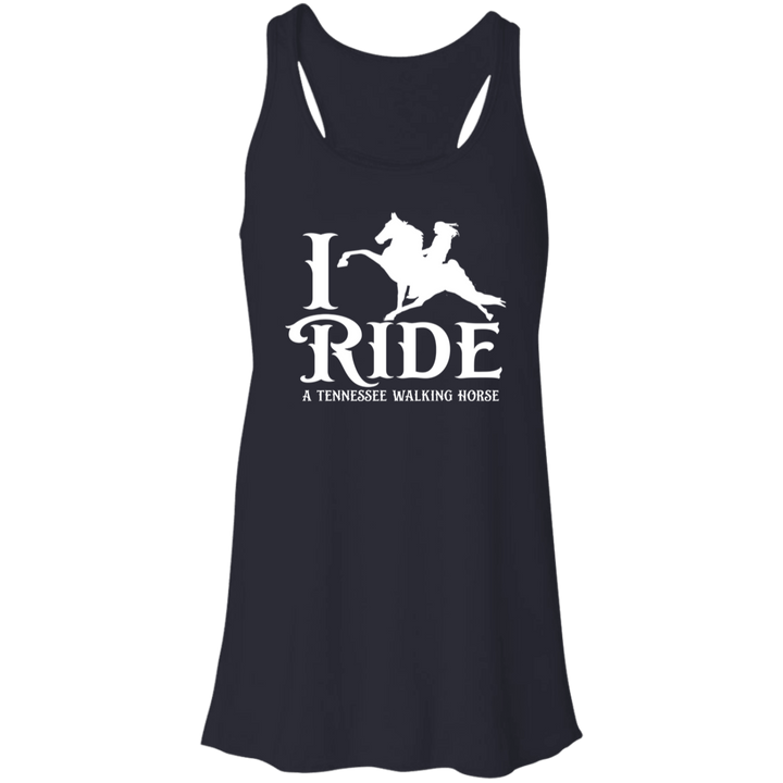 I RIDE A WALKING HORSE B (WHITE) B8800 Flowy Racerback Tank