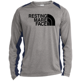 RESTING MARE FACE(black) ST361LS Long Sleeve Heather Colorblock Performance Tee