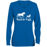 BORN TO WALK 1788 Ladies' Moisture-Wicking Long Sleeve V-Neck Tee