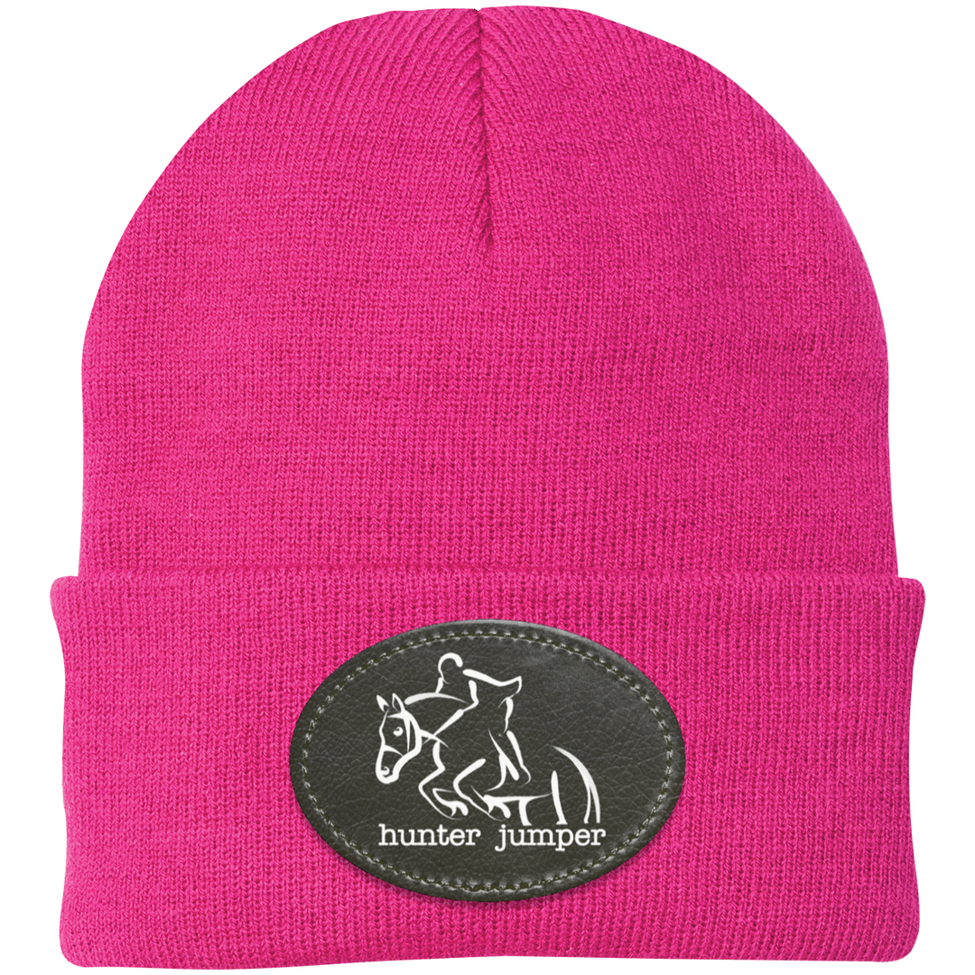 HUNTER JUMPER BLACK LEATHER CP90 Knit Cap - Patch