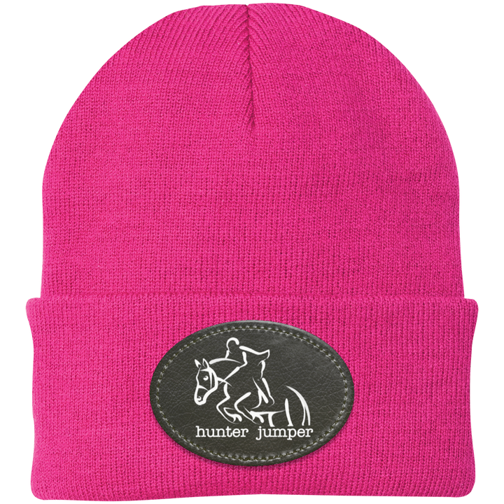 HUNTER JUMPER BLACK LEATHER CP90 Knit Cap - Patch