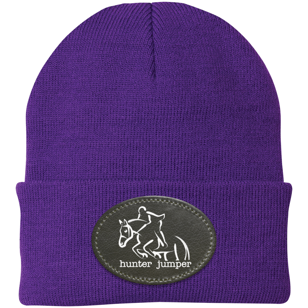 HUNTER JUMPER BLACK LEATHER CP90 Knit Cap - Patch