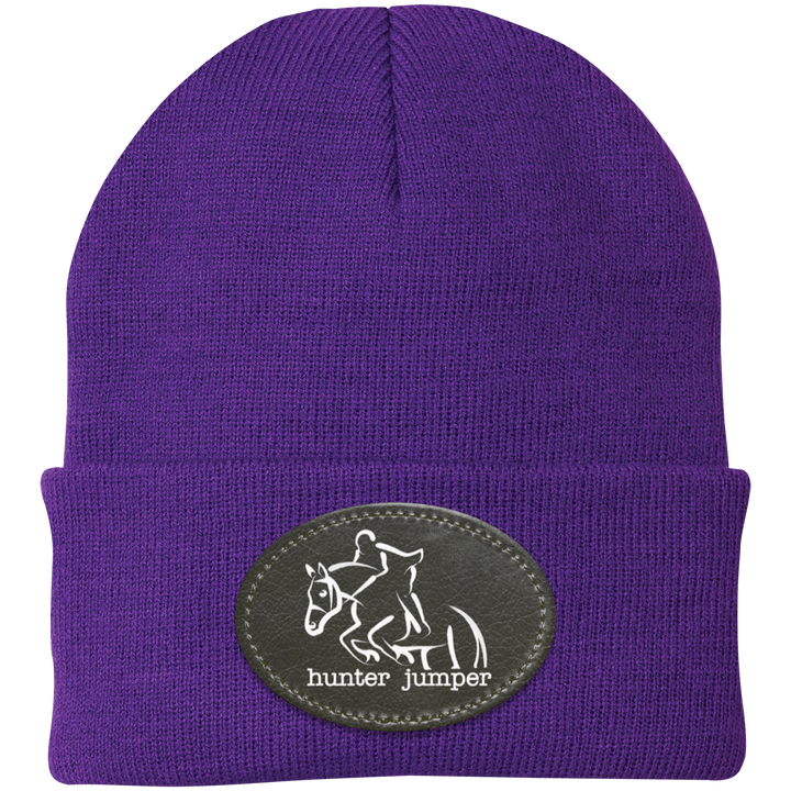 HUNTER JUMPER BLACK LEATHER CP90 Knit Cap - Patch