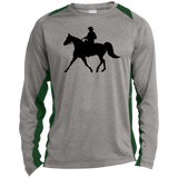 Missouri Fox Trotter WITH MALE RIDER BLACK ST361LS Long Sleeve Heather Colorblock Performance Tee