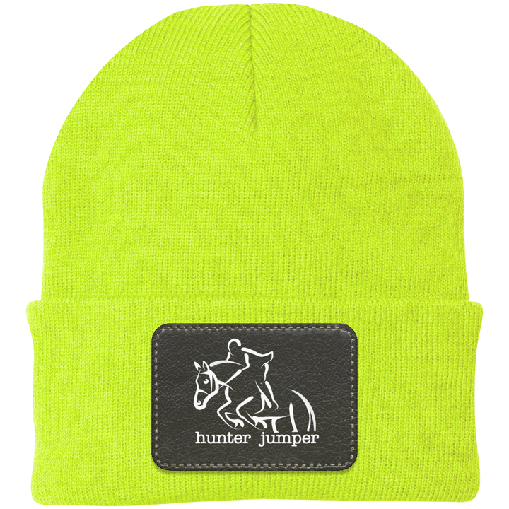 HUNTER JUMPER BLACK LEATHER CP90 Knit Cap - Patch