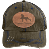 AMERICAN SADDLEBRED ON LEATHER 6990 Distressed Unstructured Trucker Cap - Patch