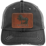 FRIESIAN ON LEATHER 6990 Distressed Unstructured Trucker Cap - Patch