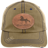 AMERICAN SADDLEBRED ON LEATHER 6990 Distressed Unstructured Trucker Cap - Patch