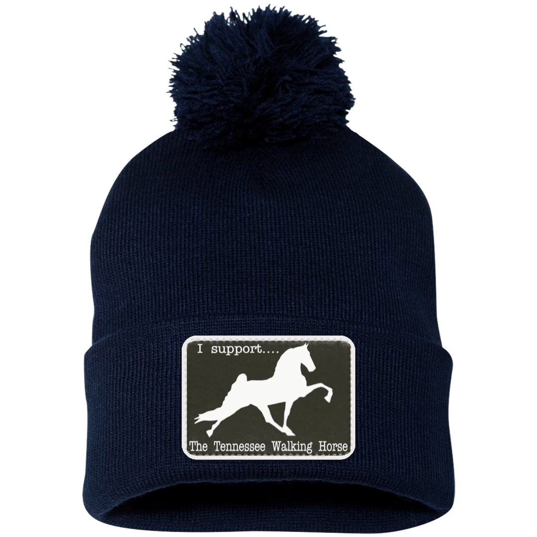 I SUPPORT THE TWH -RECTANGLE SP15 Pom Pom Knit Cap - Patch