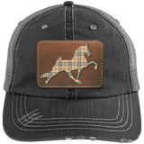 TENNESSEE WALKING HORSE PERFORMANCE LEATHER BURBURY 6990 Distressed Unstructured Trucker Cap - Patch